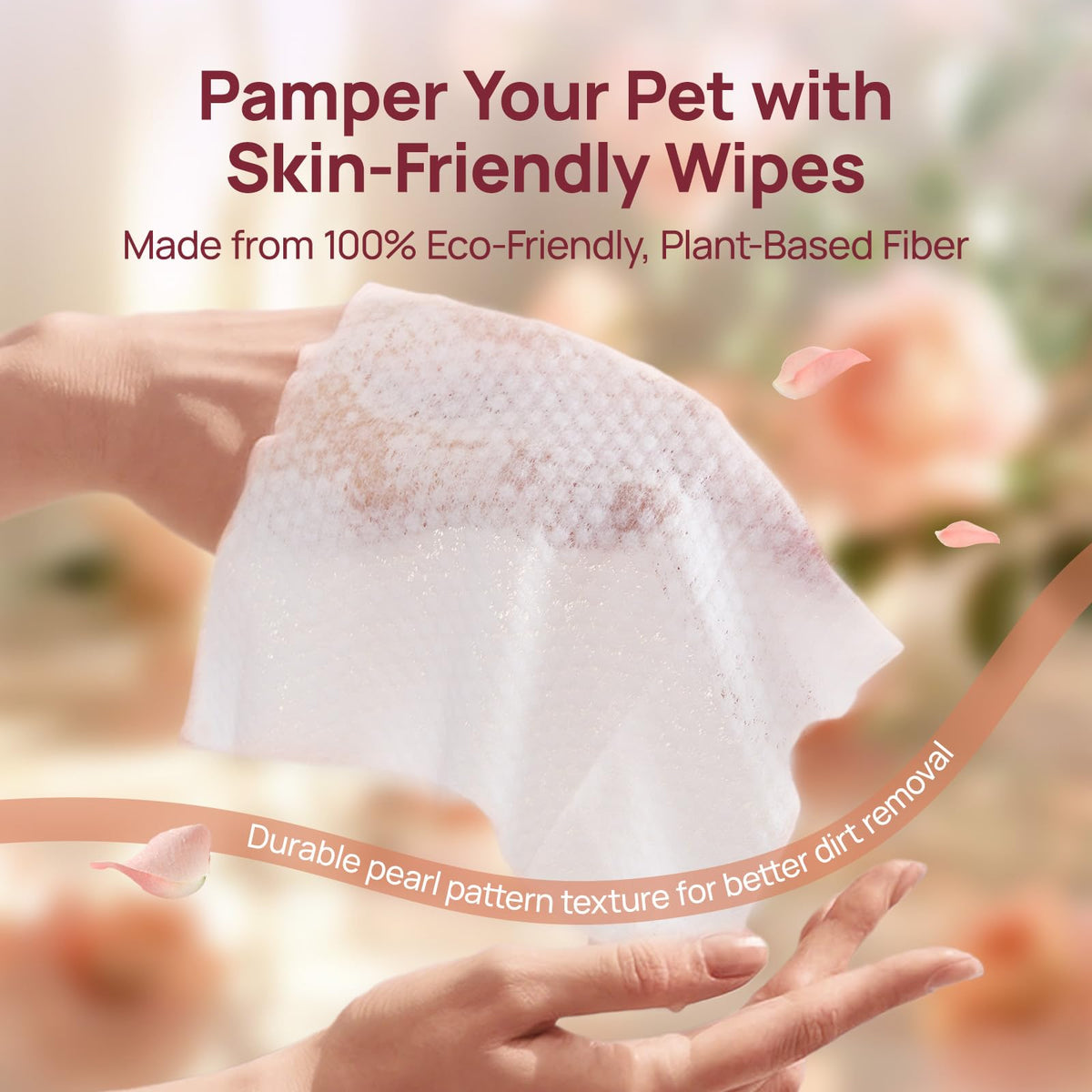 HICC PET Cleaning Deodorizing Wipes for Dogs & Cats, Vet Recommended Nourishes Smoothes Fur Pet Grooming Wipes with Fermented Coconut Oil, Hypoallergenic Dog Wipes for Paws and Butt, Face, Body