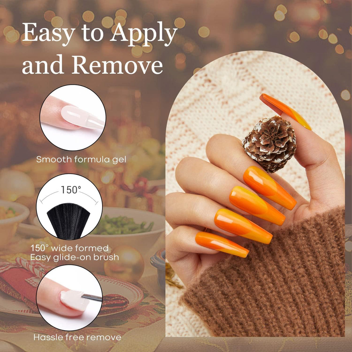 modelones Fall Gel Nail Polish Set, 6 Colors 2025 Nude Brown Burnt Orange Glitter Gel Polish Dark Red Wine Burgundy Maroon Nail Polish Soak Off Halloween Nail Art Manicure Kit DIY Salon Gift