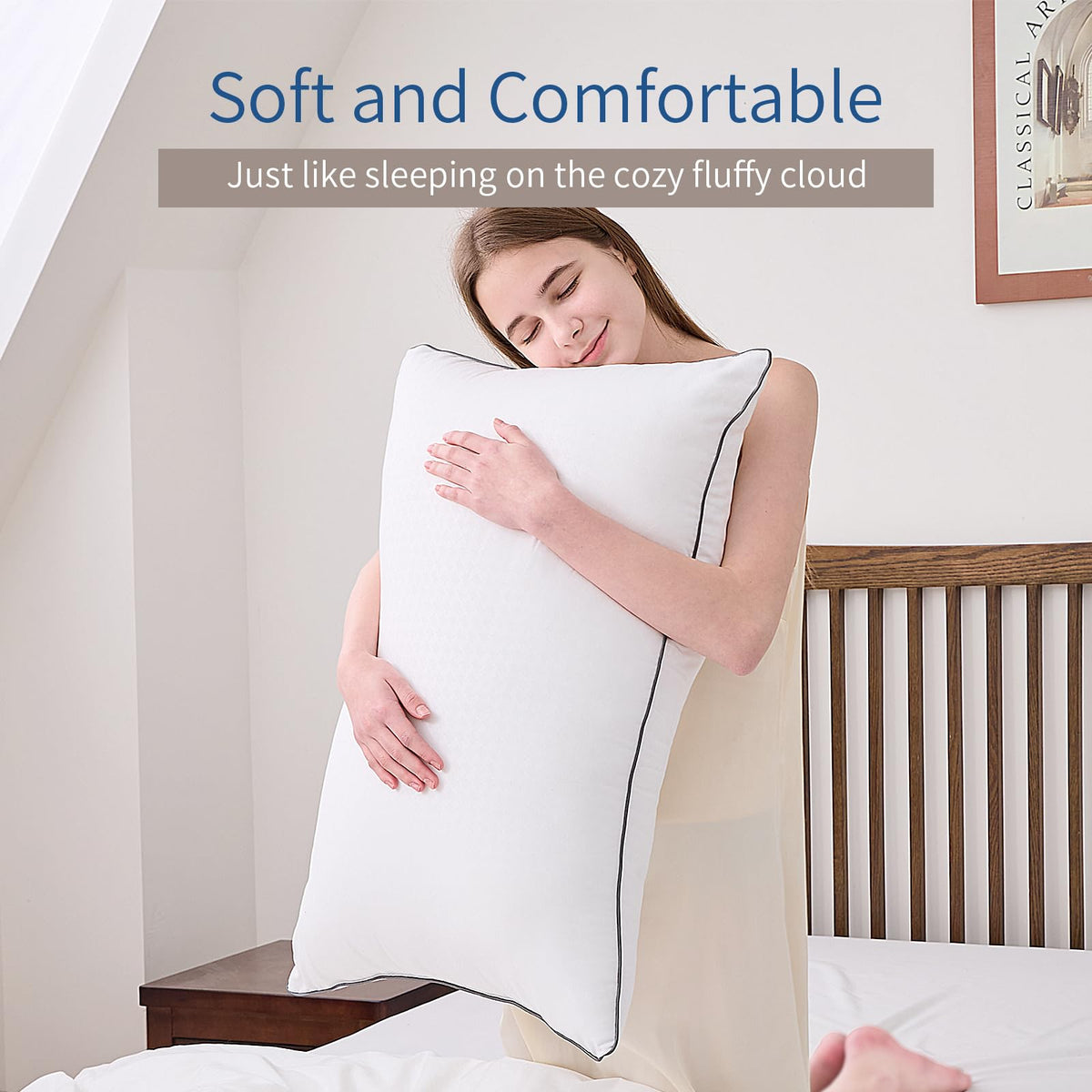 MUFEW Queen Pillows Set of 4, Ultra Thick Down Alternative Bed Pillows,Cooling Hotel Quality Queen Pillows for Back, Stomach or Side Sleepers,Machine Washable (White,4 Pack)