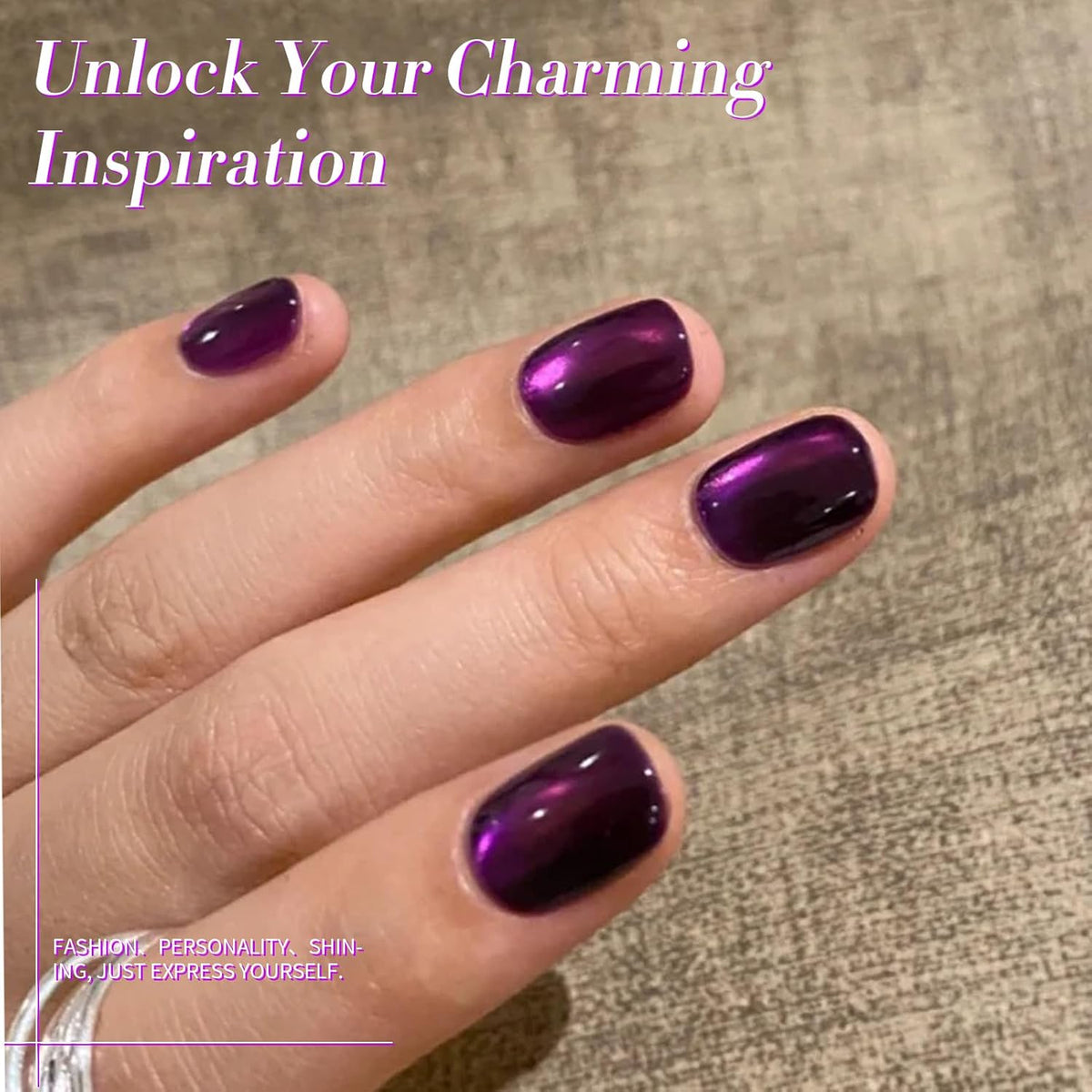 BORN PRETTY Cat Magnetic Eye Gel Nail Polish,Blackish Purple Jelly Glass Magnetic Gel Polish,Glitter Soak Off Nail Art Salon Manicure Home Gift 15ml