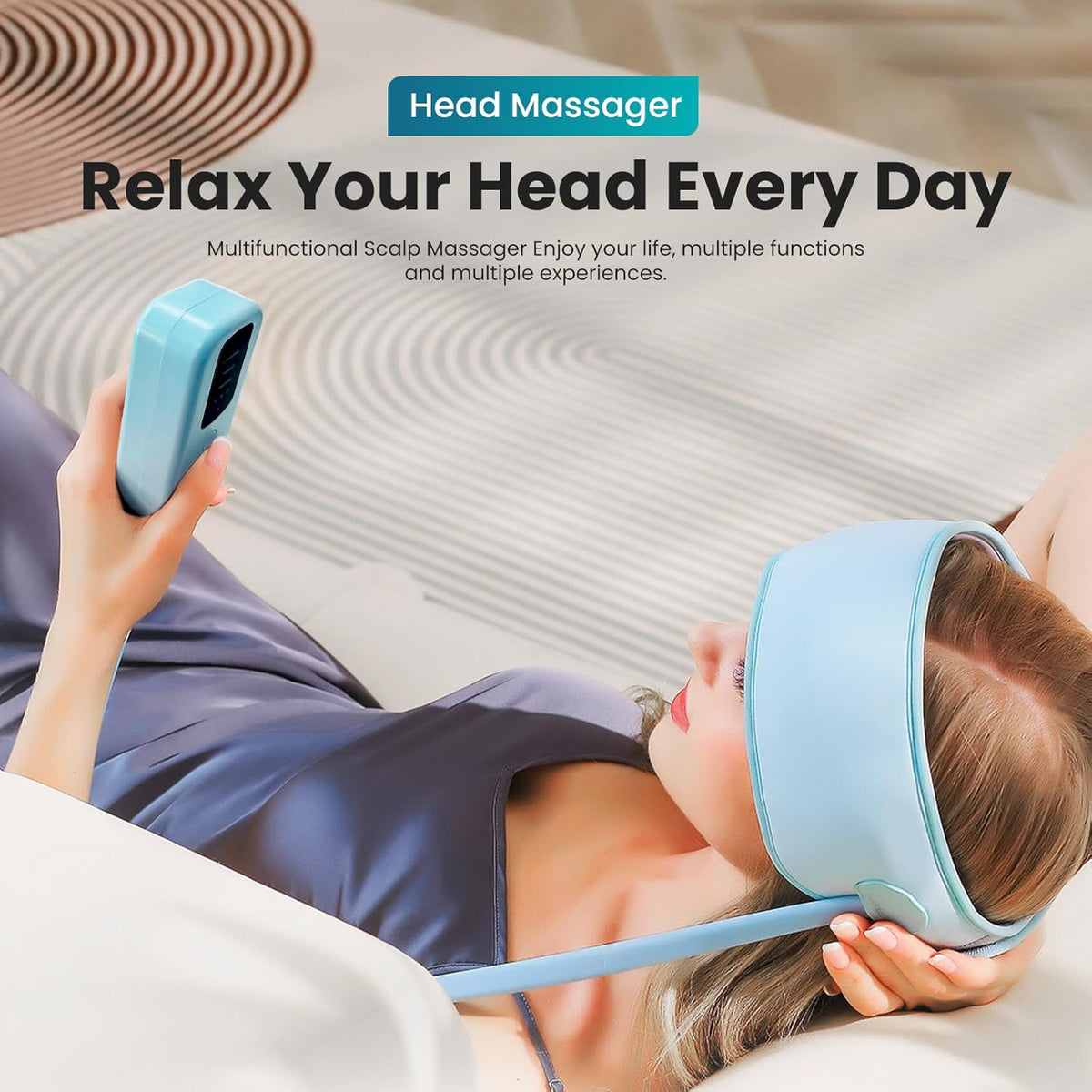 Rechargeable Electric Head Massager,Scalp & Head Airbag Massage with Percussion, Portable for Deep Relaxation, Stress Relief, and Improved Sleep,Gift for Mom, Grandma,Loved Ones