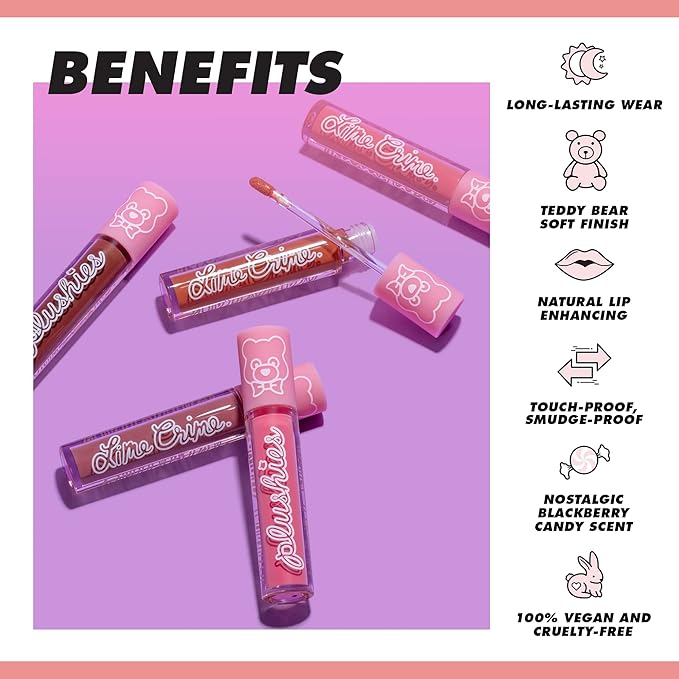 Lime Crime Plushies Soft Matte Lipstick, Lavender Honey (Sheer Nude-Lavender) - Blackberry Candy Scent - Plush, Long Lasting & High Comfort for All-Day Wear - Talc-Free & Paraben-Free