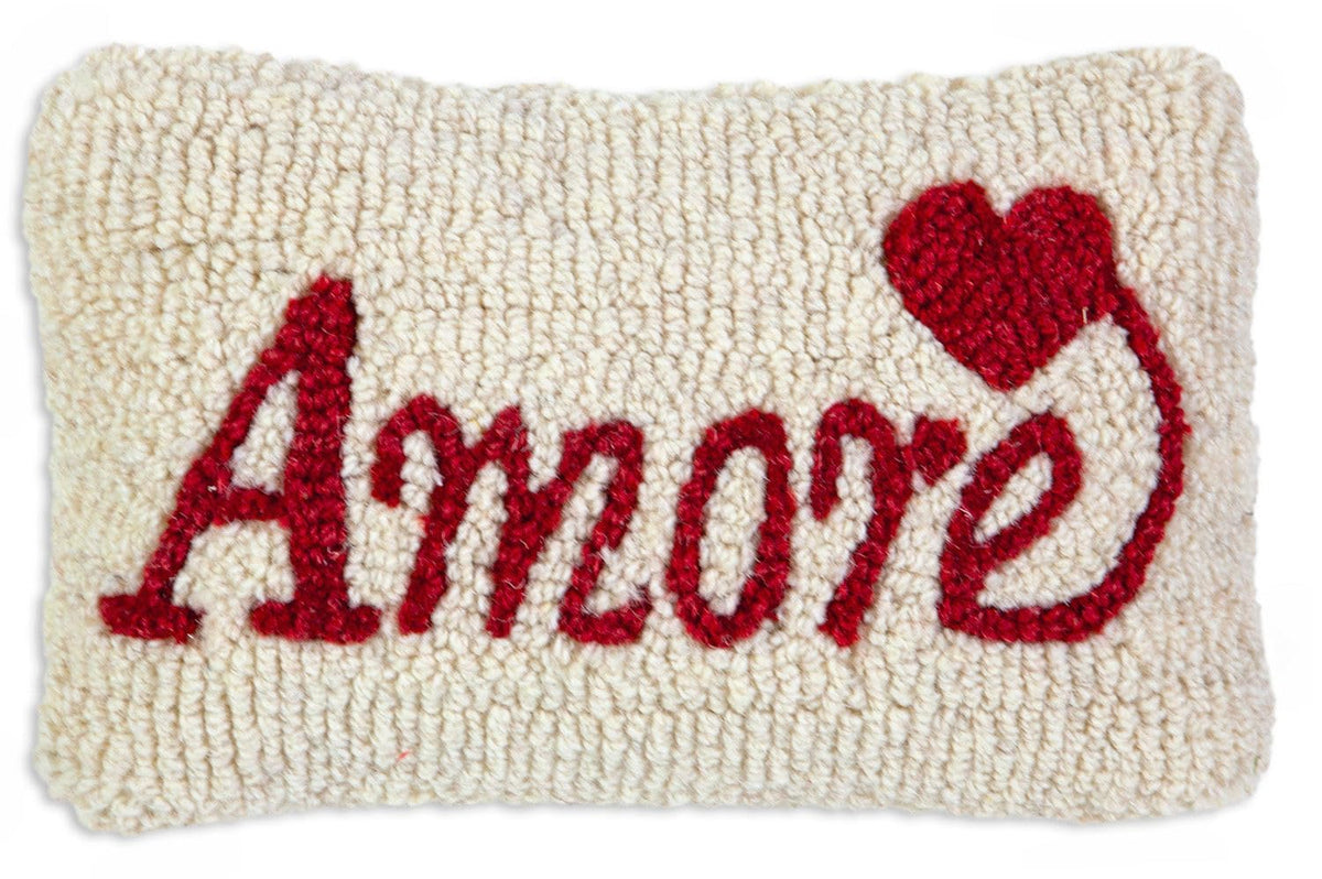 Chandler 4 Corners Artist-Designed Amore Hand-Hooked Wool Decorative Throw Pillow - Valentine's Day Pillow for Couches & Beds - Low Maintenance Love Pillow for Anniversary & Weddings