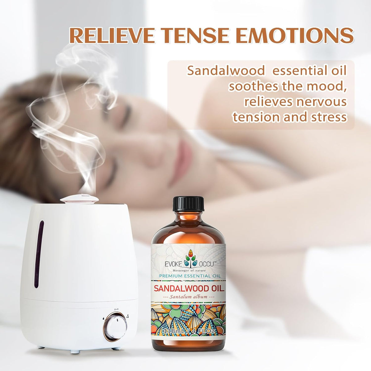 EVOKE OCCU Sandalwood Essential Oils for Skin Care, Diffuser, Perfume, Candle and Soap Making - 4 FL Oz
