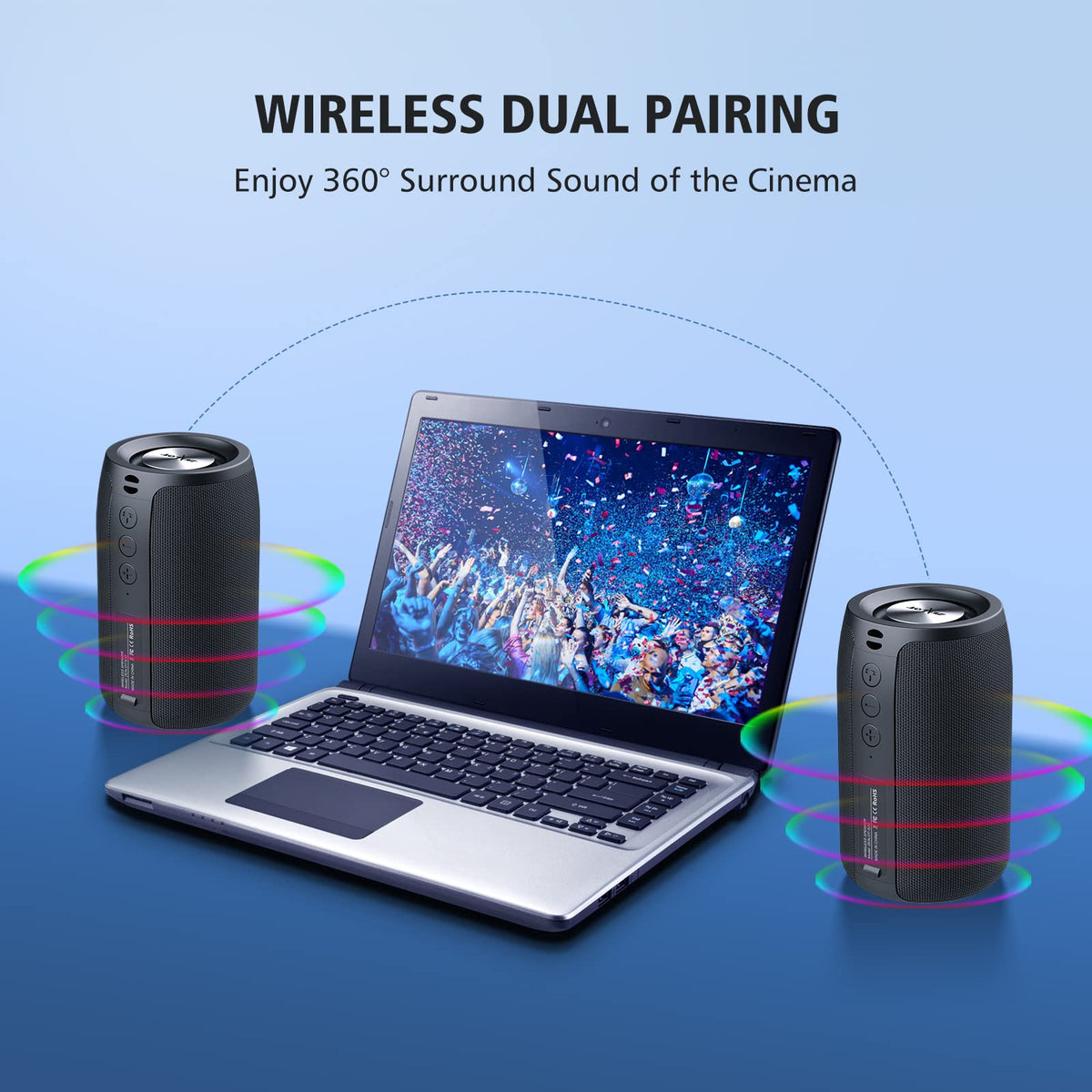 ZEALOT Portable Bluetooth Speakers, Wireless Speaker, S32 Samll Outdoor Speaker, Waterproof IPX5, Stereo Pairing/Bass/USB/MIC/TF Card/AUX for Home Outdoor Travel, Gift for Men, Kids -Black