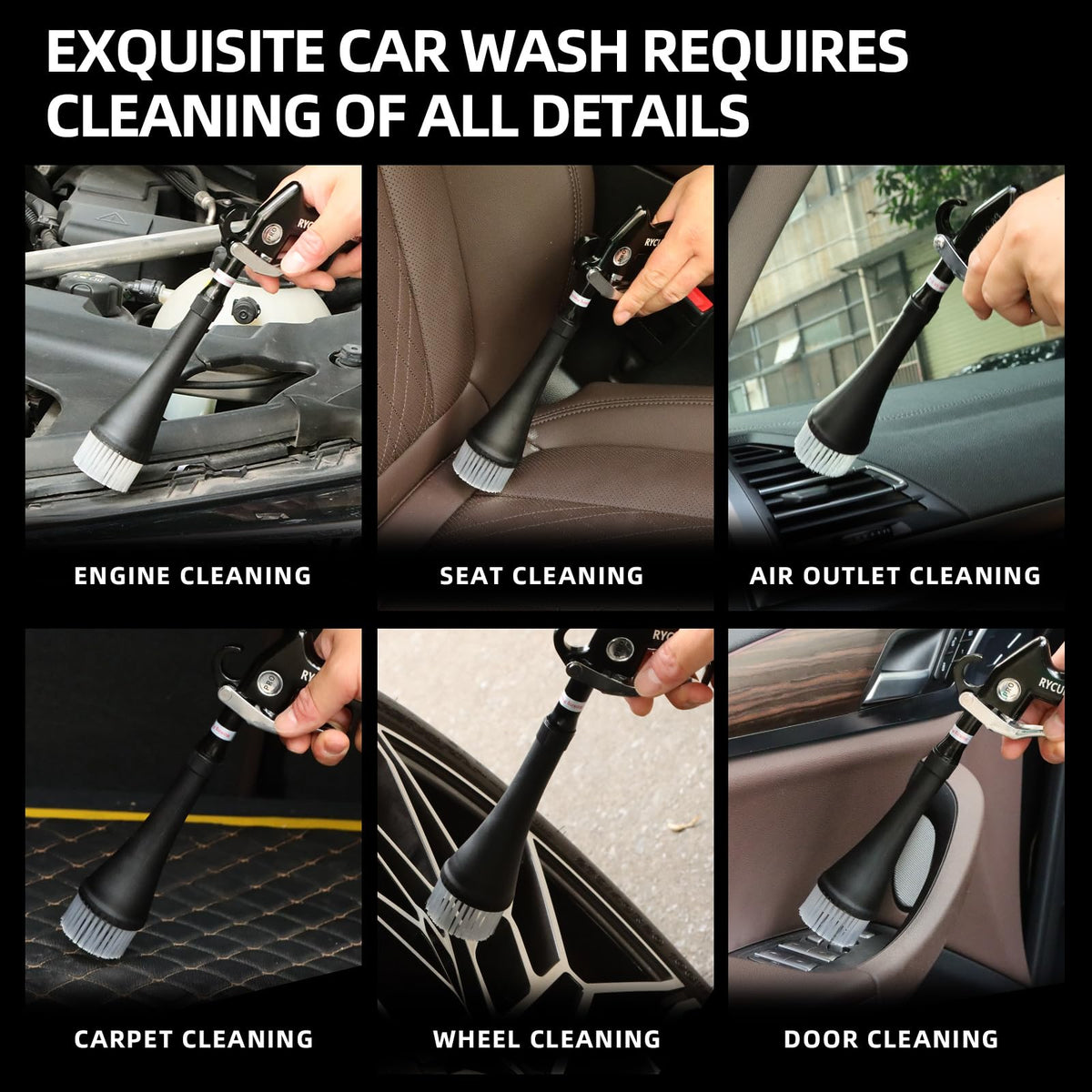 Tornado Dry Cleaning Gun Car Cleaning Air Blow Gun High Pressure Blower Gun with 2 Nozzles + 2 American Connectors + 2 Microfiber Towels, Durable Metal Body, Anti-Drop, for Car Interior Cleaning