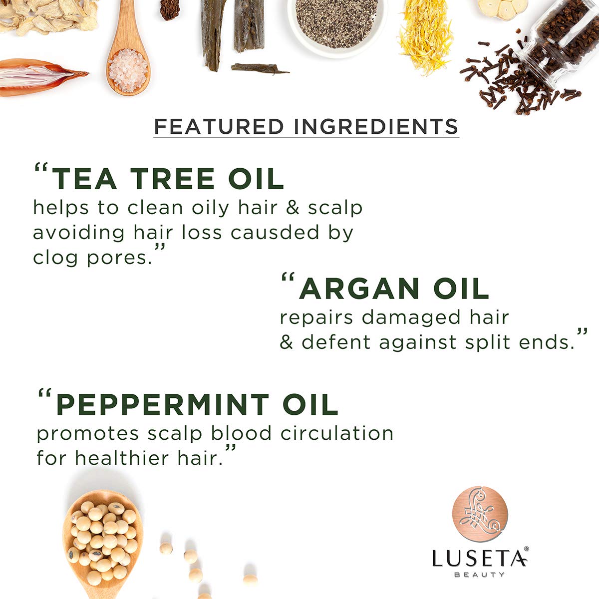 Luseta Tea Tree & Argan Oil Detangling Shampoo & Conditioner Set, 2 x 33.8 Oz