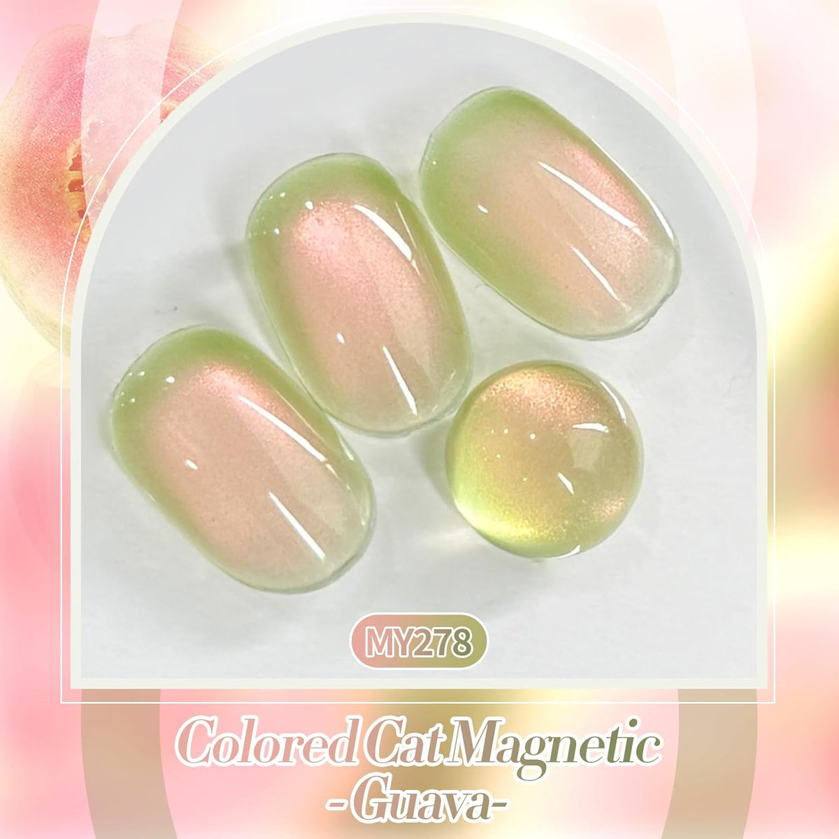 BORN PRETTY Cat Magnetic Eye Gel Nail Polish,Sweet Guava Green Pink Magnetic Gel Polish Manicure Nail Art DIY 15ml