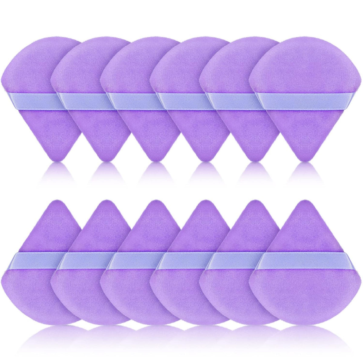 Maitys 12 Pieces Powder Puff Triangle Face Makeup Cosmetic for Loose Powder Soft Body Washable Reusable Foundation Sponge Mineral Wet Dry Makeup Tool for Women(Small,Purple)