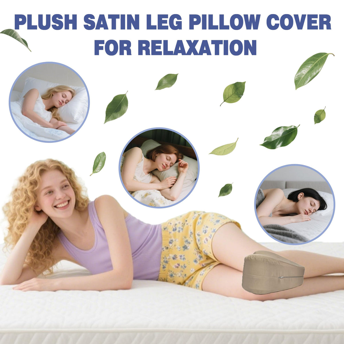 xcivi Satin Pillowcase for Contour Memory Foam Side Sleeper Support Pillow, Pillowcover for Knee Pillow, Smooth & Soft Pillow Cover (Champagne)