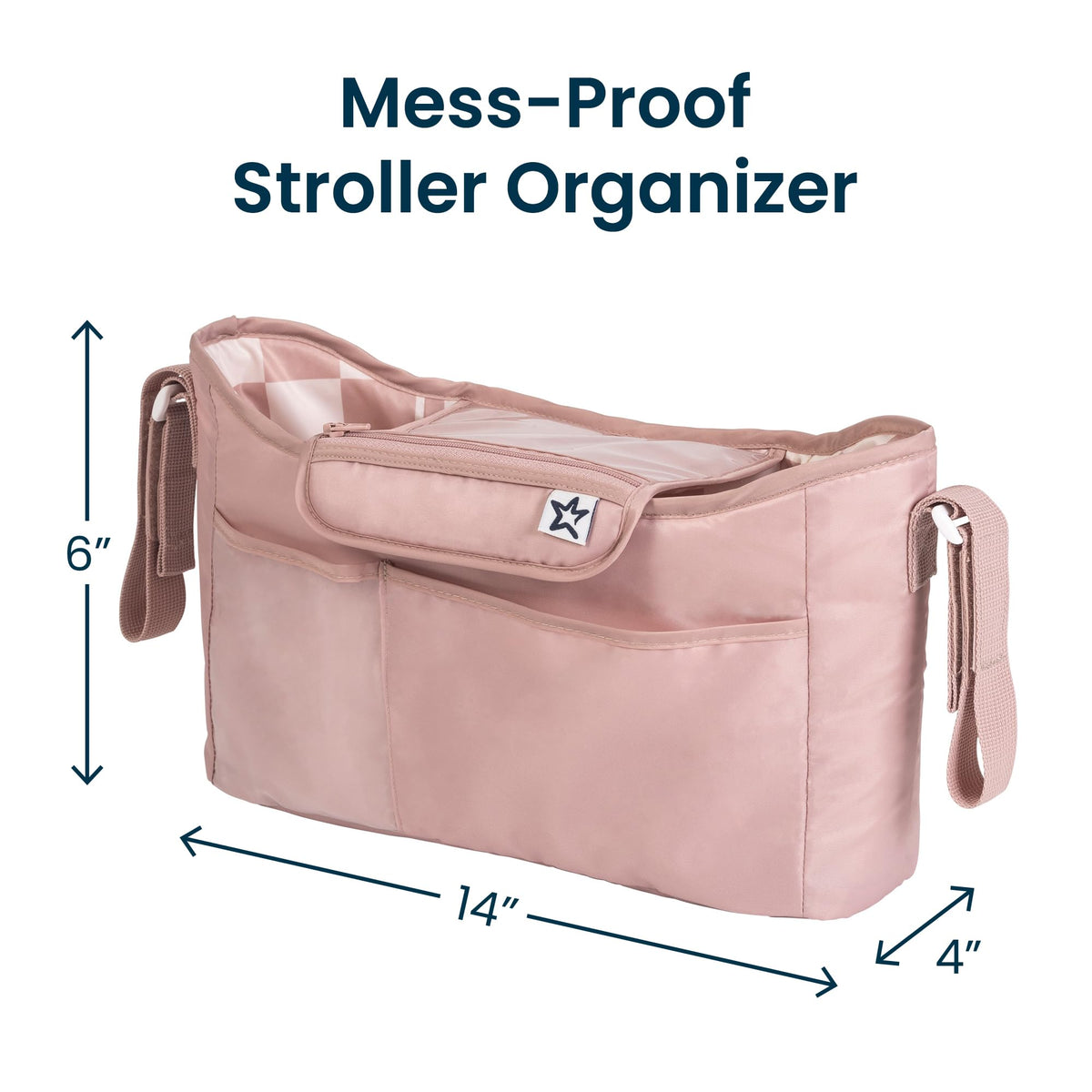Tiny Twinkle Universal Stroller Organizer with Adjustable Strap - Waterproof Stroller Caddy Fits Baby Jogger, Nuna, Graco, Donna and Bugaboo Strollers（Black）