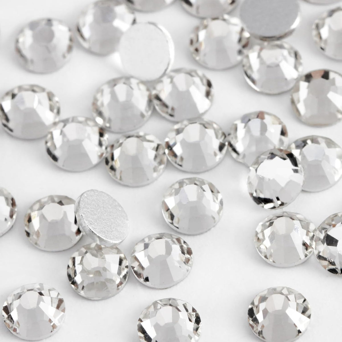 5000PCS SS6 Flatback Rhinestones | 12-Facet Diamond-Cut Glass Gems for Nail Art, Clothing, DIY Crafts |Glue-On Decoration Stones with Silver Backing(Crystal)