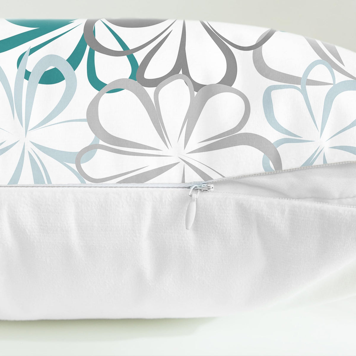 CaliTime Throw Pillow Covers Pack of 2 Cozy Fleece Line Flowers Decorative Cushion Cases for Couch Bed Sofa Farmhouse Decoration 18 X 18 Inches Teal Green Blue Grey