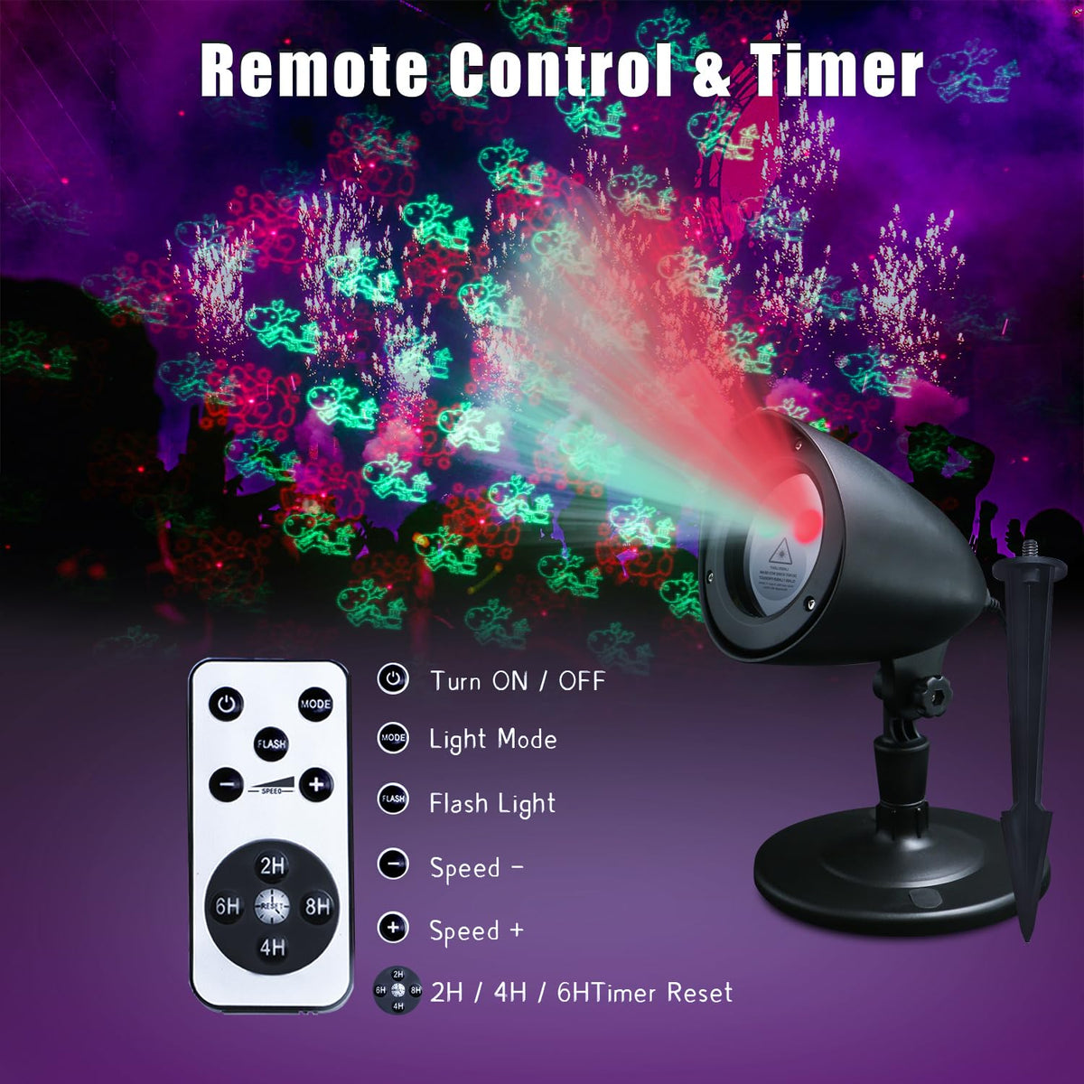 XFWOJOO Laser Christmas Projector Lights - Outdoor Garden Laser Lights with Red and Green Stars, IP65 Waterproof Landscape Projector Spotlights for Indoor and Outdoor