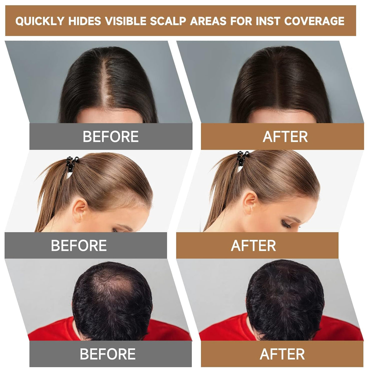 Root Touch Up Powder, Instantly Gray Hair Cover Up, Women Color Root Coverage Shadow Powder for Thinning Grey Hairline, Men Roots Concealer for Hair Loss Beard Line Eyebrow, Auburn