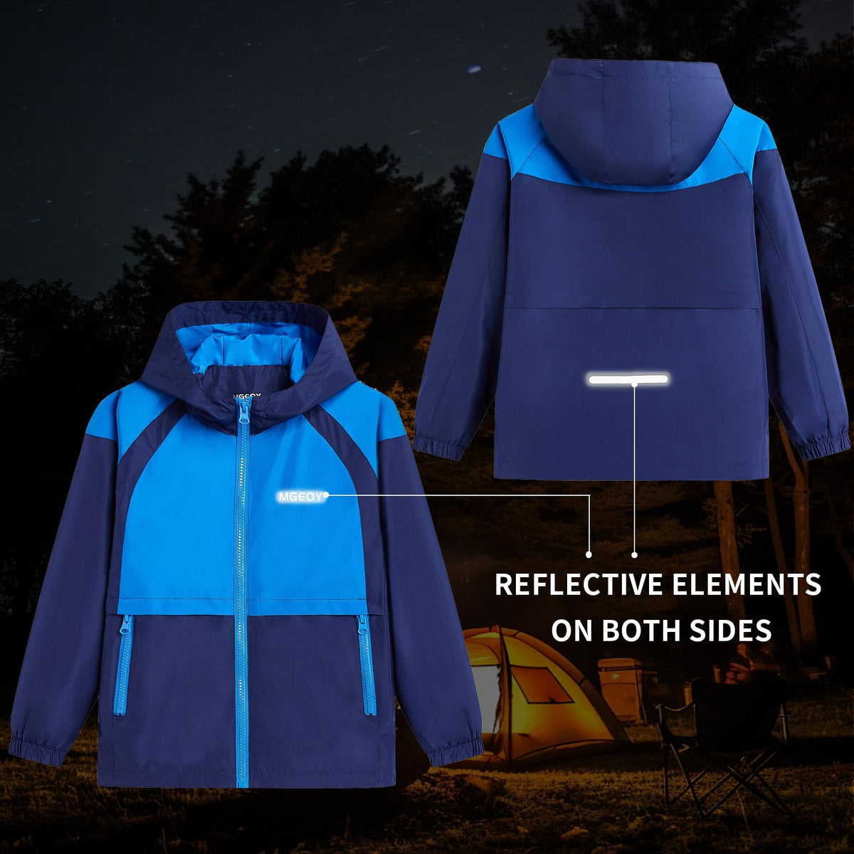 MGEOY Boys Rain Jacket Hood Lightweight Waterproof Raincoat Rain Coats for Kids Boy Navy Size 10-12