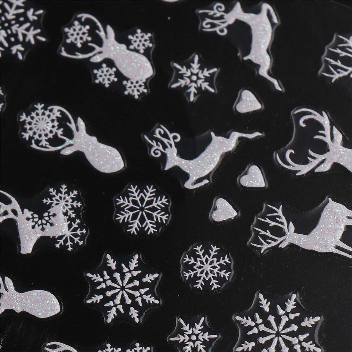 JMEOWIO 9 Sheets Christmas Glitter Nail Art Stickers Decals Self-Adhesive Snowflake Winter Holiday White Nail Supplies Nail Art Design Decoration Accessories