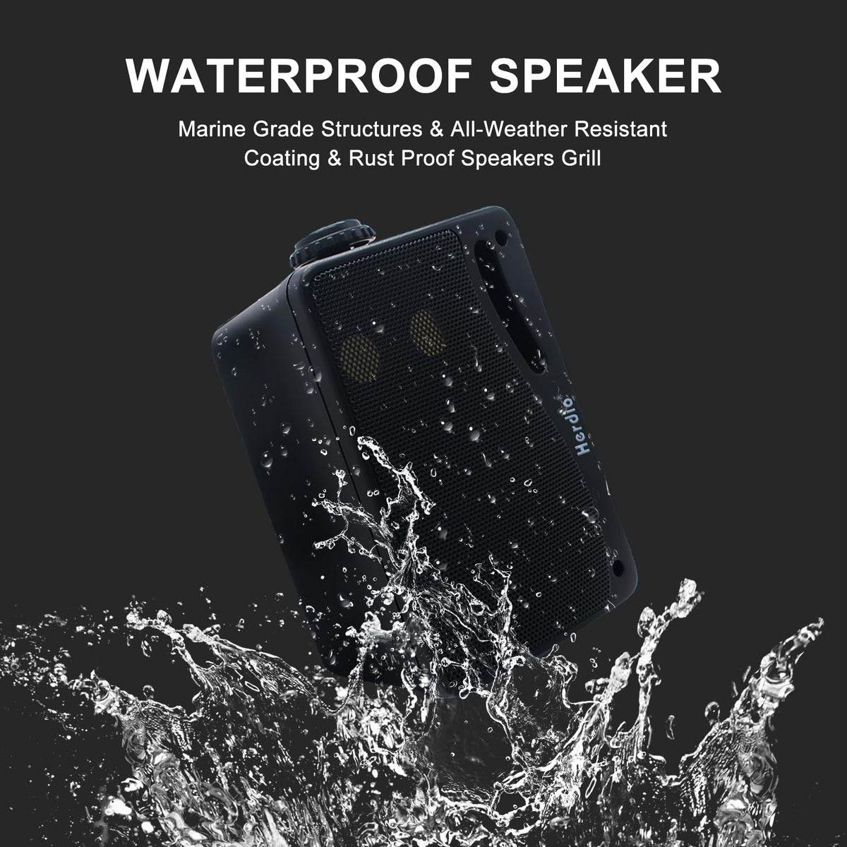 Herdio 3.5" Outdoor Bluetooth Speakers Wired Waterproof, 200W 3 Way Upgrade Premium Wall Mount Speakers, Durable Mountable Loud Sound System for Patio Indoor Deck Garage (Black Pair)