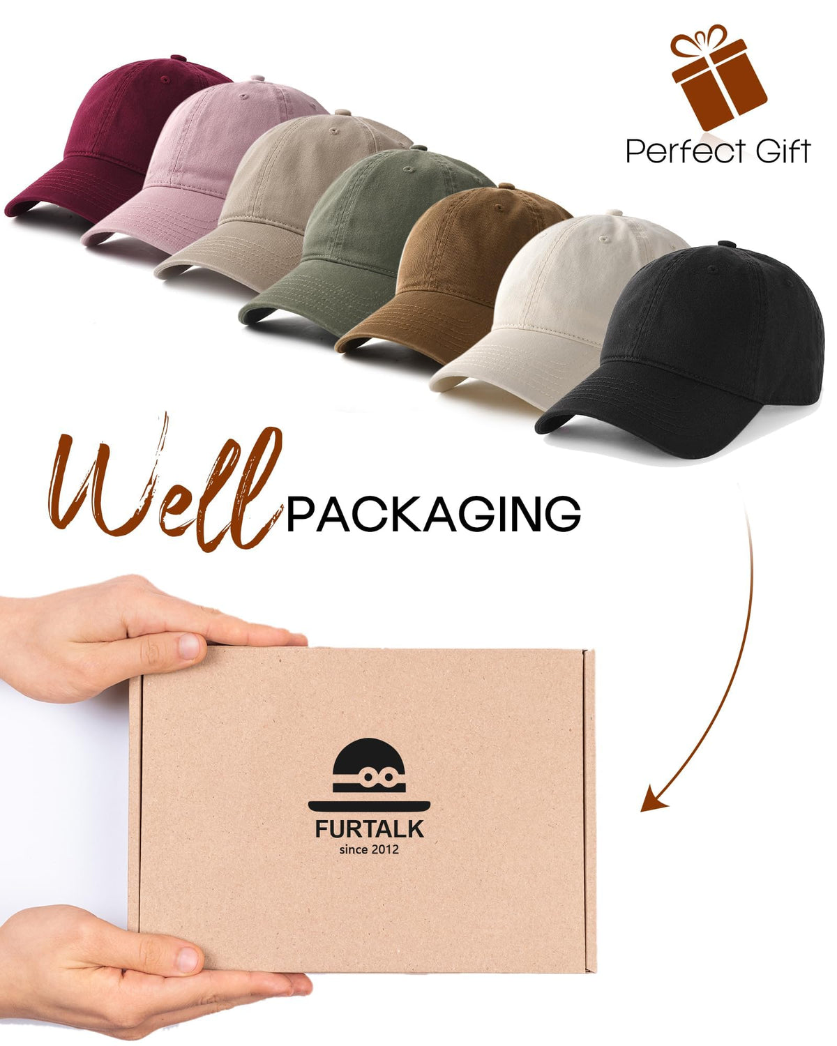 FURTALK Unisex Vintage Washed Unstructured Baseball Cap Washed Cotton Adjustable Dad Hat Beige