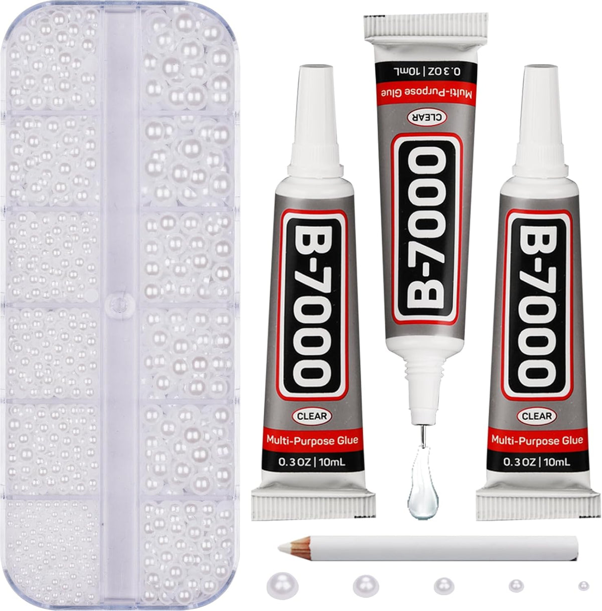 5000Pcs Flatback Pearls for Crafting Bedazzling, White Mix 2/3/4/5/6mm Half Pearl Beads Flat Back for Crafts Clothing Tumbler Shoes Scrapbooking Charms Wedding Gown Glasses Boots with B7000 Glue