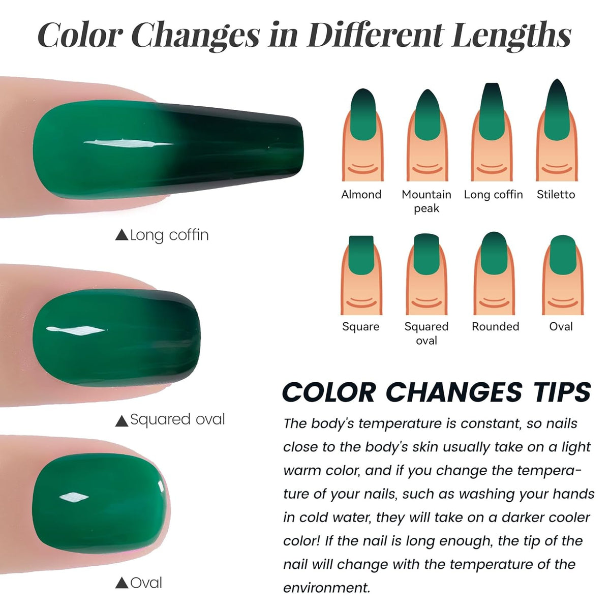 YTD Likomey Color Changing Gel Nail Polish Set,8 Colors Mood Temperature Change Colors Red Pink Green Blue Yellow Black Glitter Fall Winter UV Color Thermal Ombre Varnish Kit,7.5 ml 0.25 Fl Oz