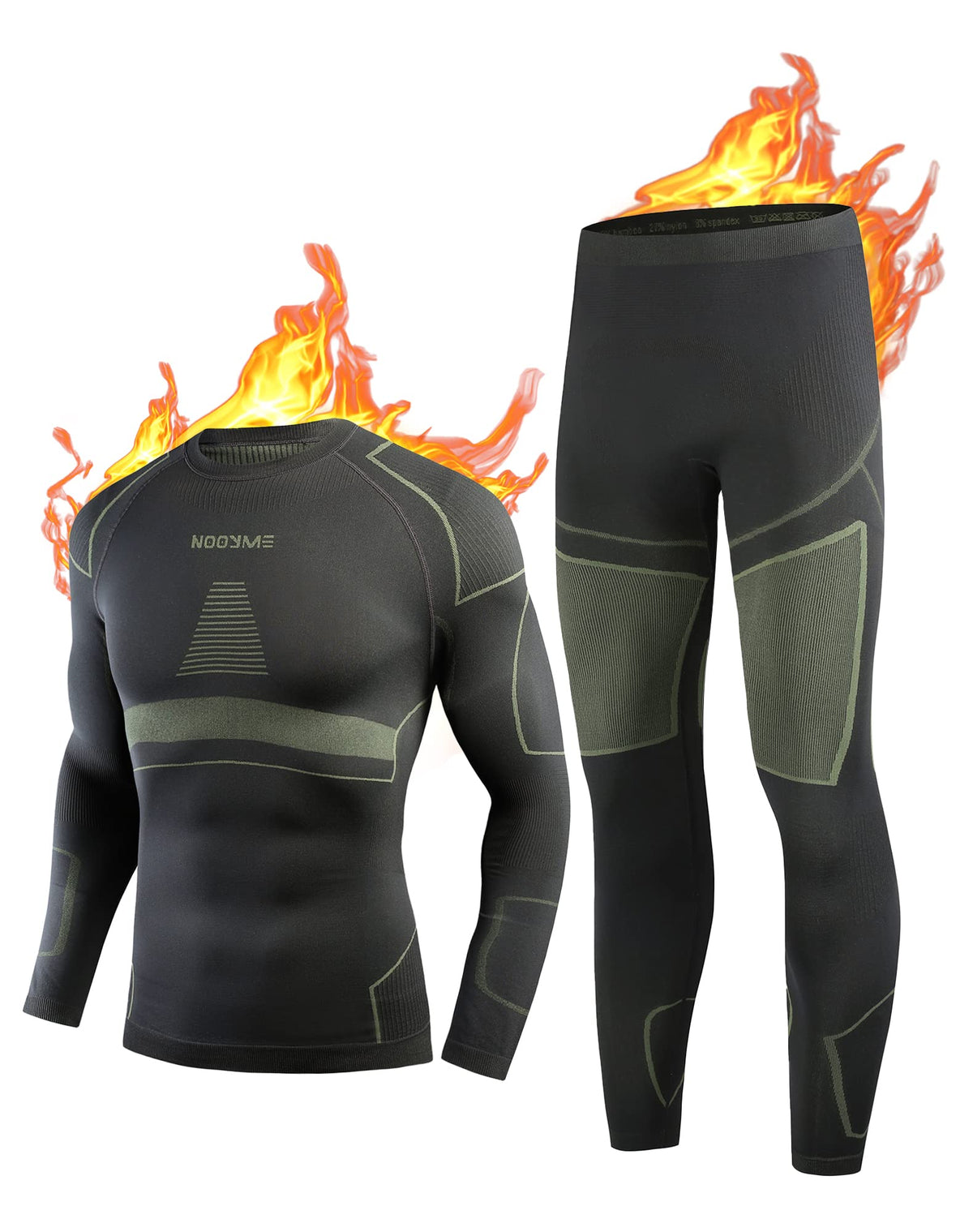 NOOYME Men's Thermal Underwear Long Johns, Black, Small
