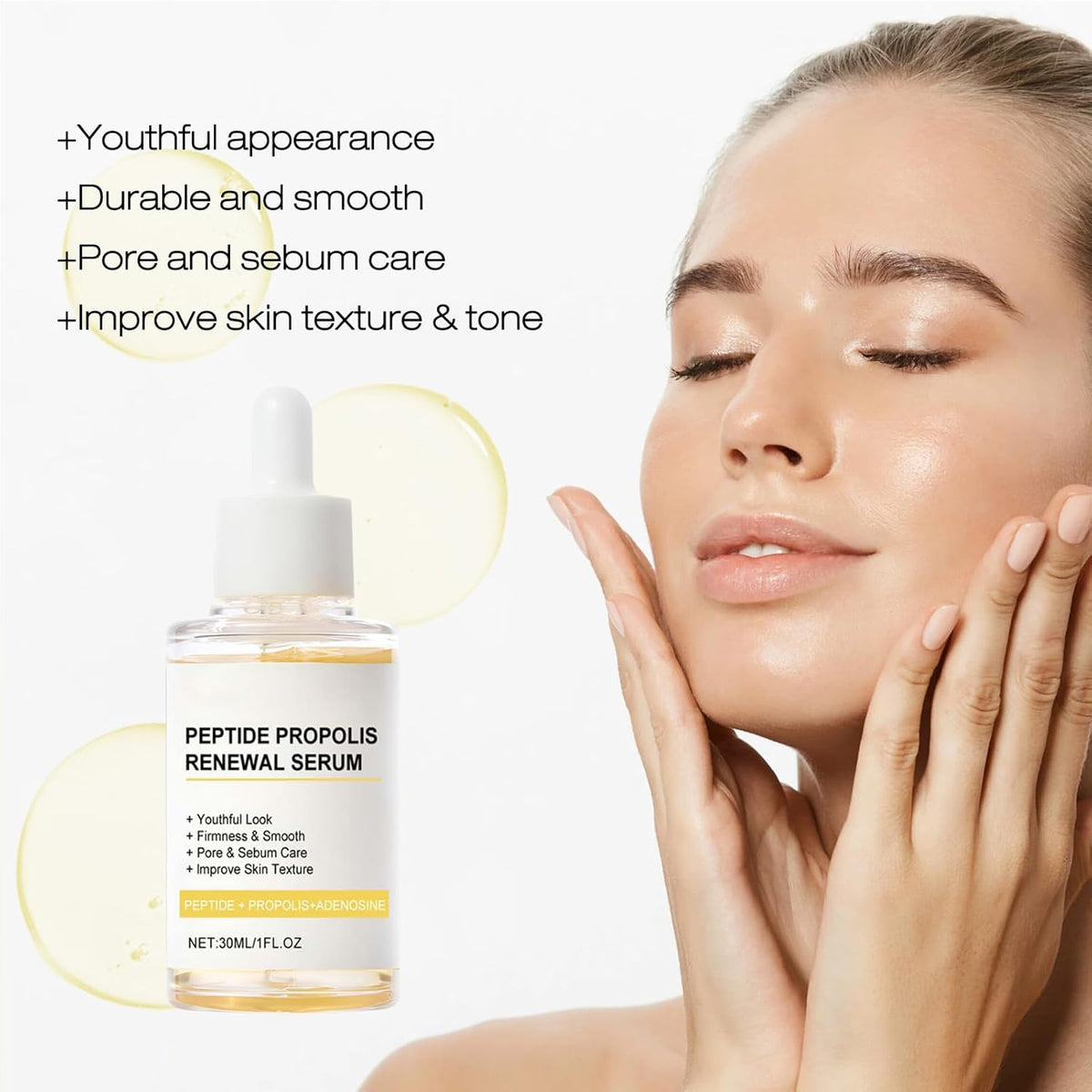 Korean Peptide Propolis Renewal Serum, Hydration & Wrinkle Renewal Serum, Anti-Aging Face Essence with Peptide Propolis Complex, for All Skin Types (Y+B)
