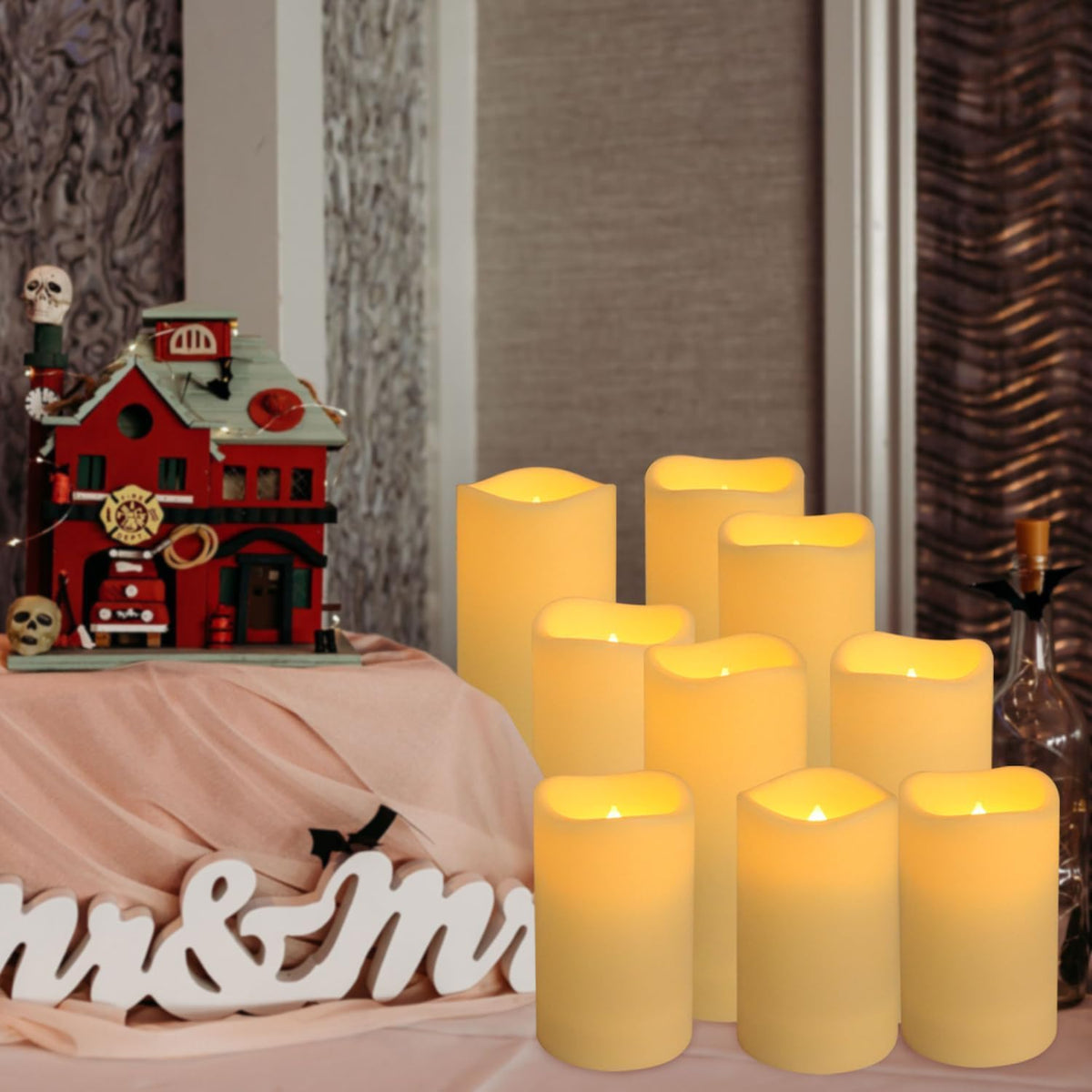Enpornk Set of 72 Flameless Led Battery Opeated (D2.2'' x H4''5''6'') Waterproof Outdoor Indoor Candles with 10-Key Remotes and Cycling 24 Hours Timer