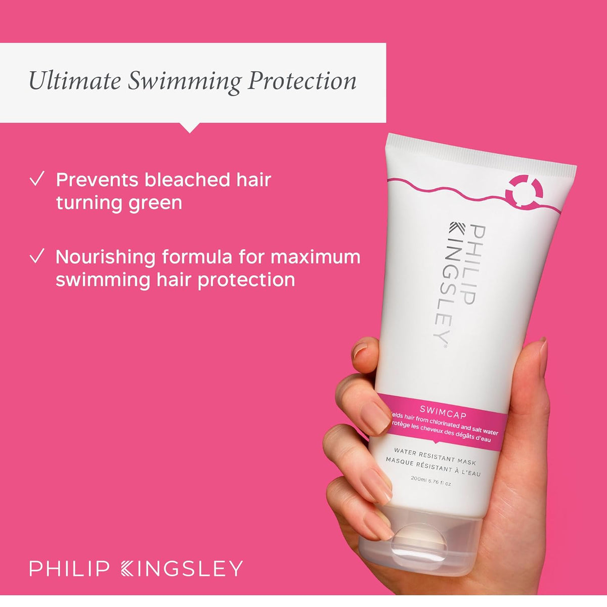 PHILIP KINGSLEY |Swimcap - Chlorine Hair Protection Water Resistant Mask |Swim Hair Mask, Protects Hair from Chlorine, Salt Water and UV Damage | Hair Color Protection Products | 6.76oz