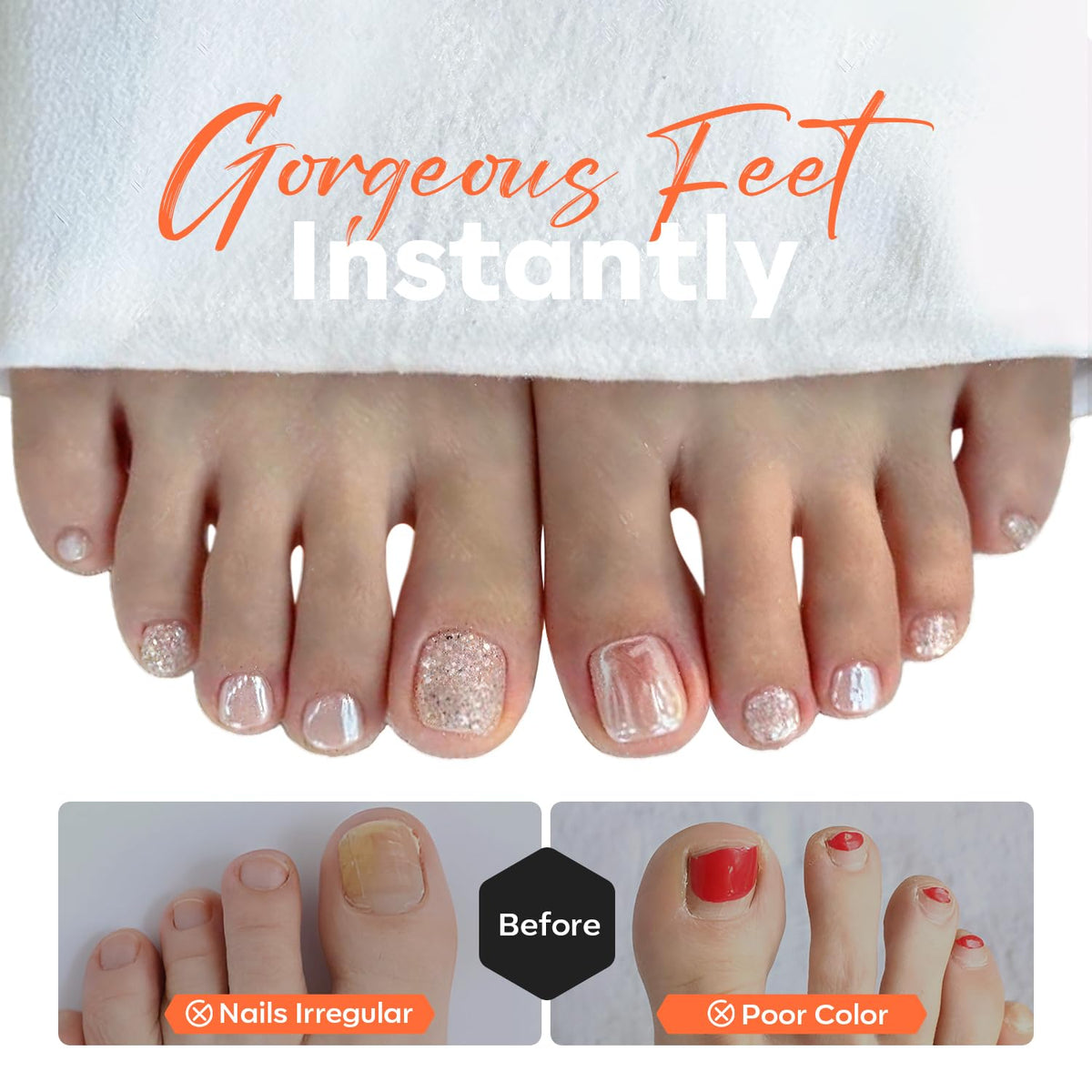 Modelones Toe Nail Tips Short Square Soft Gel Tips Squoval Fake Toe Nails Matte Full Cover Pre-shape Extension Home DIY Salon 240Pcs 15Sizes