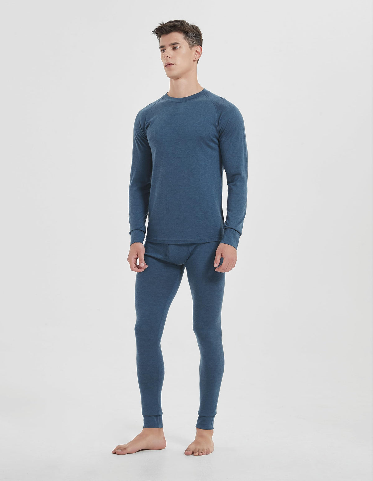Iguana Mens 100% Merino Wool Base Layer Sets for Ski Lightweight Thermal Underwear Pewter Small