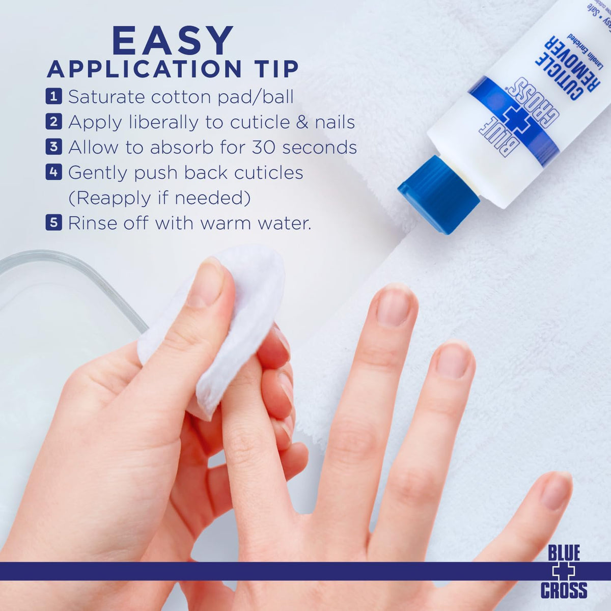 Blue Cross Cuticle Remover Liquid, Cuticle Softener for Nails, Professional Nail Care with Lanolin for Brittle Hang Nails, Hydrating, Moisturizing, Dry Cuticles, Made in USA, 6oz