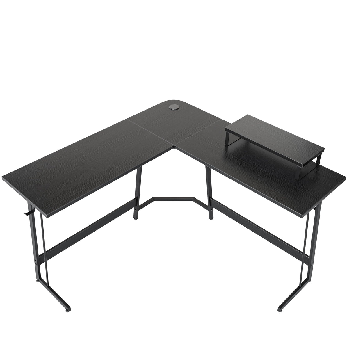 CubiCubi L Shaped Gaming Desk, 47 Inch Computer Desk with Monitor Stand, PC Gaming Desk, Corner Desk Table for Home Office Sturdy Writing Workstation, Black