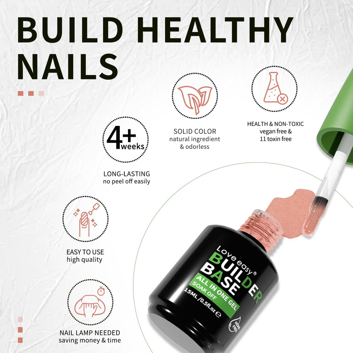 Salon-Grade Mocha Builder Gel - Hypoallergenic Strong Base Coat | Long-Lasting Adhesion (30+ Days) for Professional Nails Gift for Women