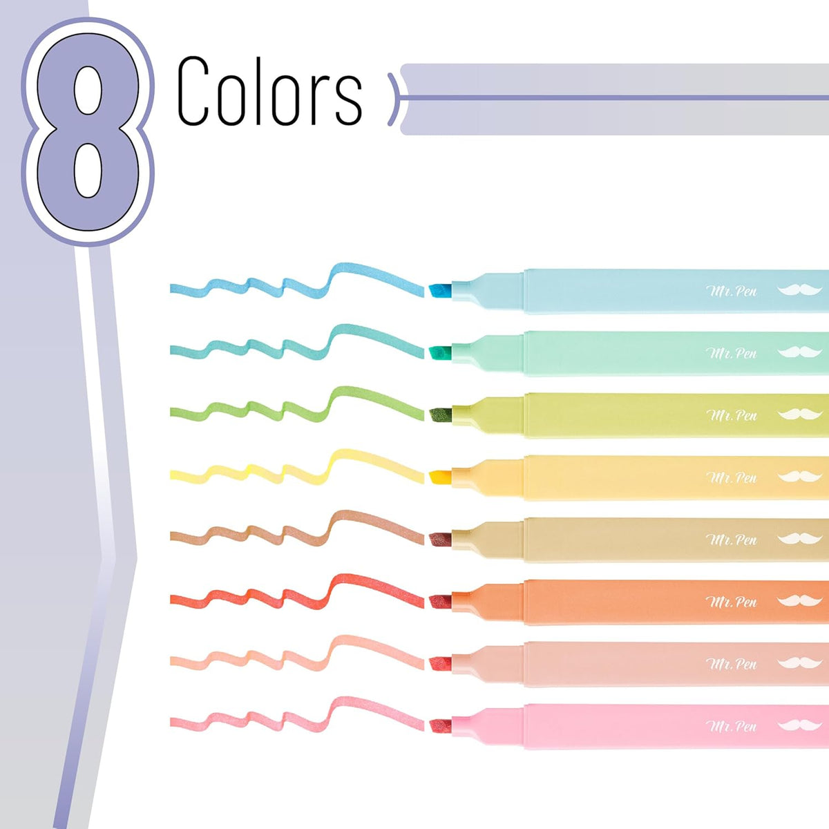 Mr. Pen- Aesthetic Highlighters, 8 Pcs, Chisel Tip, Pastel Colors, Cute Assorted Colors, Bible Highlighters and Pens No Bleed for Bible Pages