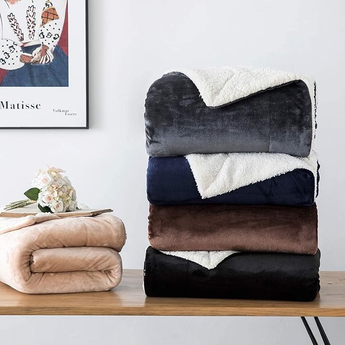 IR Imperial Rooms Light Blue Sherpa Fleece Throw Blanket for Bed - Wholesale Bulk Pack of 16 Sherpa Blankets - Soft Fluffy Throw Blankets for Hotels, Guest Bedroom, 50x60 Inches