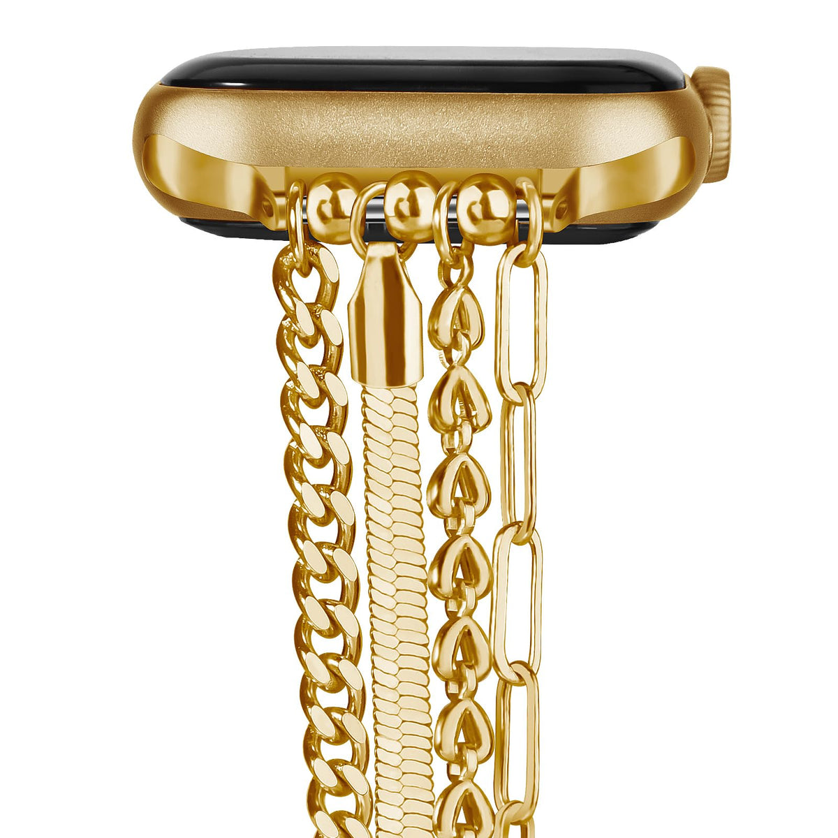 QINGQING Bracelet Chain Compatible for Apple Watch Bands, Fashion Slim Jewelry Dressy iWatch Band Women 38mm 40mm 41mm 42mm 44mm 45mm 46mm 49mm Series 10 9 8 7 SE 6 5 4 3 Series 2 1 (Gold, 38/40/41/42mm(series 10))