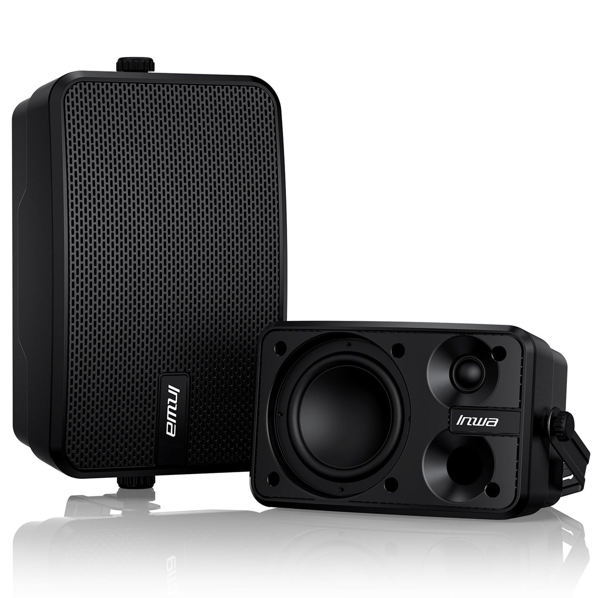 Inwa Outdoor Bluetooth Speakers, 400W Active Passive Wall Mount Speaker, Waterproof Wireless Indoor/Outdoor Stereo Sound Set W/Aux in, Sound System for Patio/Porch/Gazebo/Garage(Pair, Ivory Black)