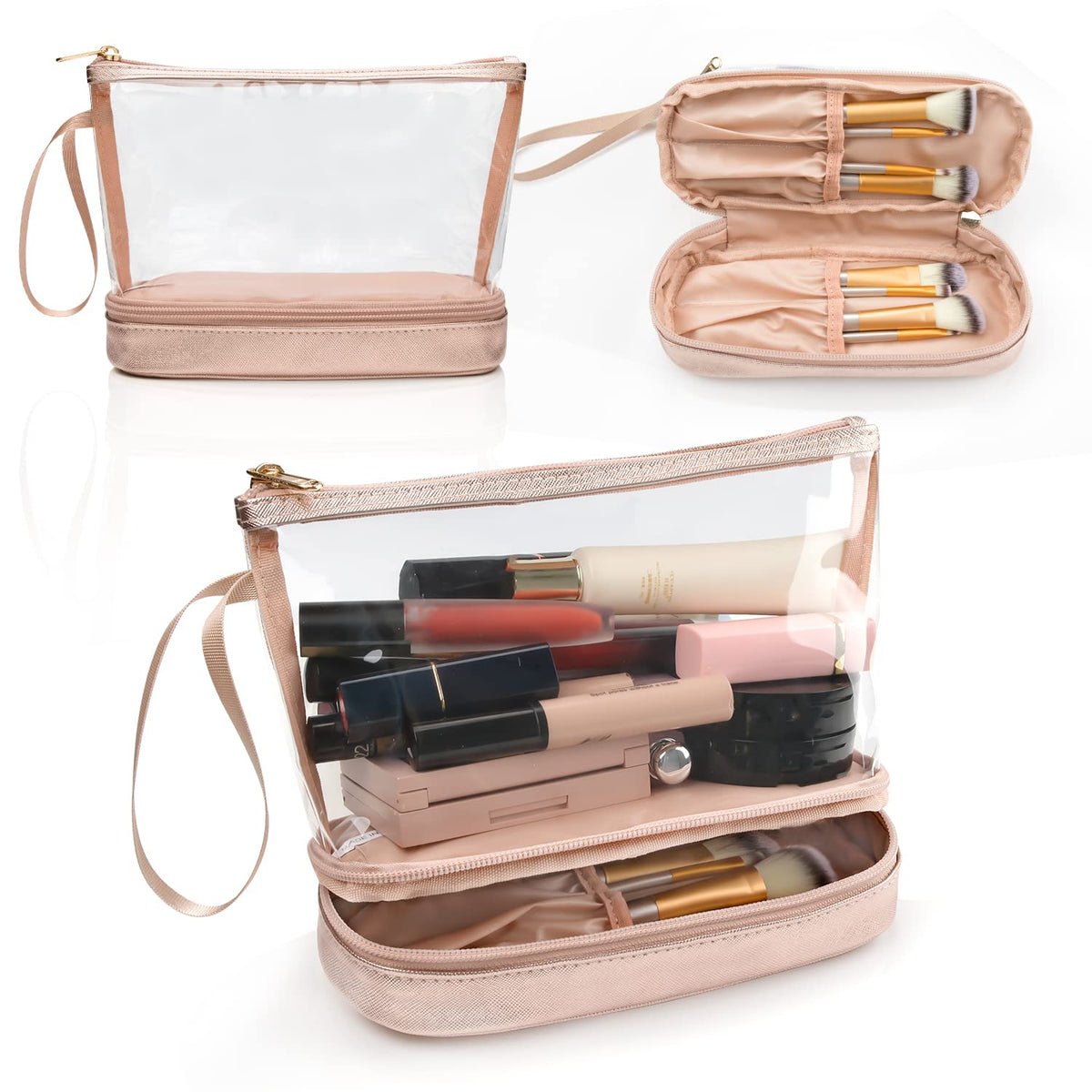 Ethereal Travel Makeup Bag, Clear Cosmetic Bag Make Up Organizer TSA Approved Toiletry Bag, Waterproof Pouch for Women Purse for Toiletries Accessories Brushes