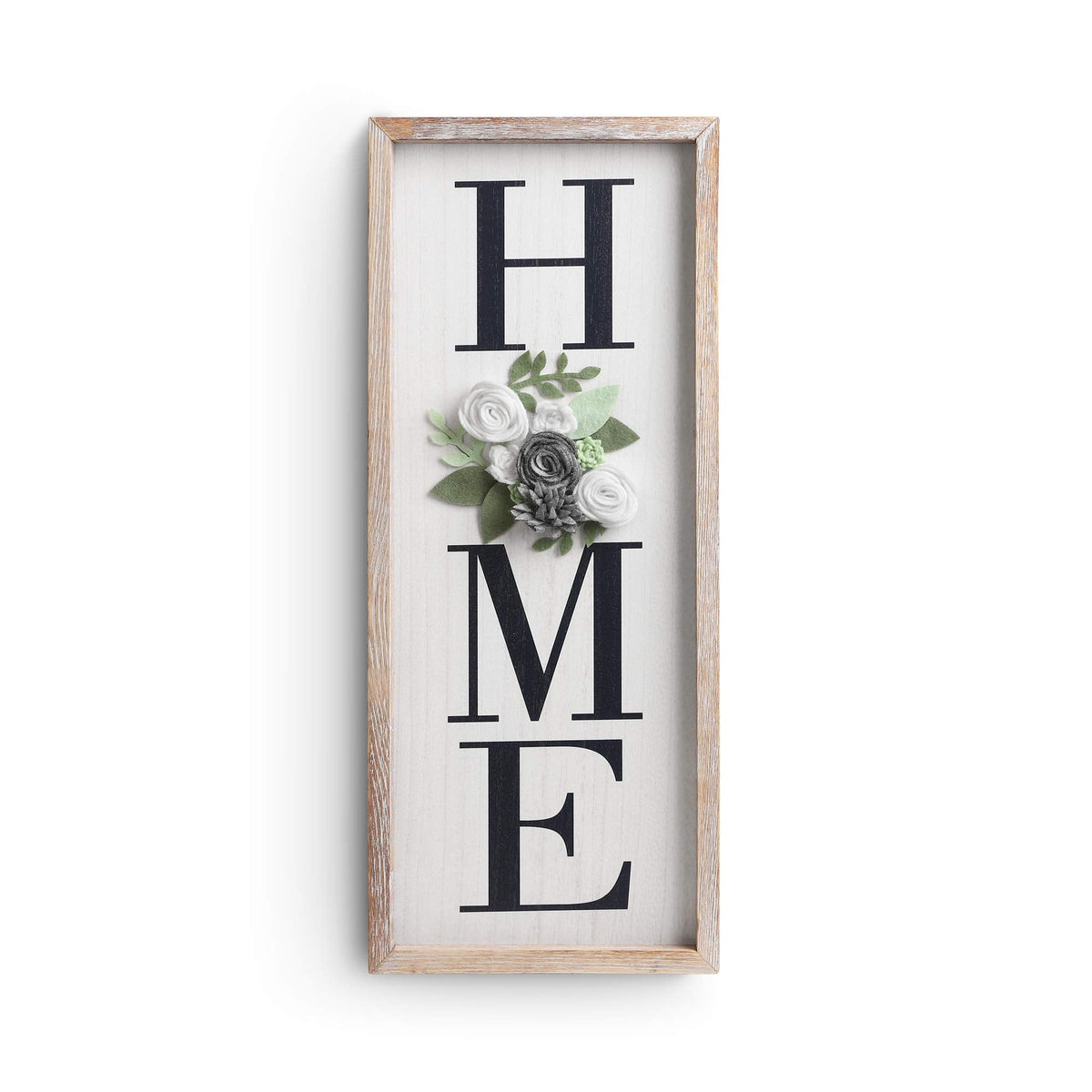 Besuerte HOME Sign Wall Decor, Modern Farmhouse Hanging Wall Art Plaque Gallery with Felt Flower for Letter O for Living Room, Entry, Dining Room Decor, Rustic Brown