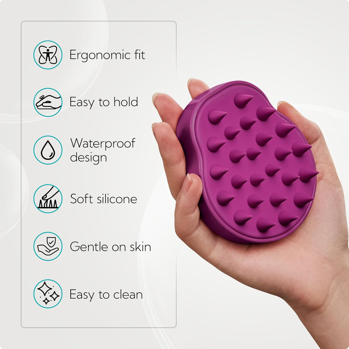 HEETA Hair Scalp Massager Shampoo Brush 2 Pack, Soft Silicone Bristles to Remove Dandruff, Waterproof Hair Scrubber for Both Wet Dry Use, Suitable for Men & Women (Black & Purple)