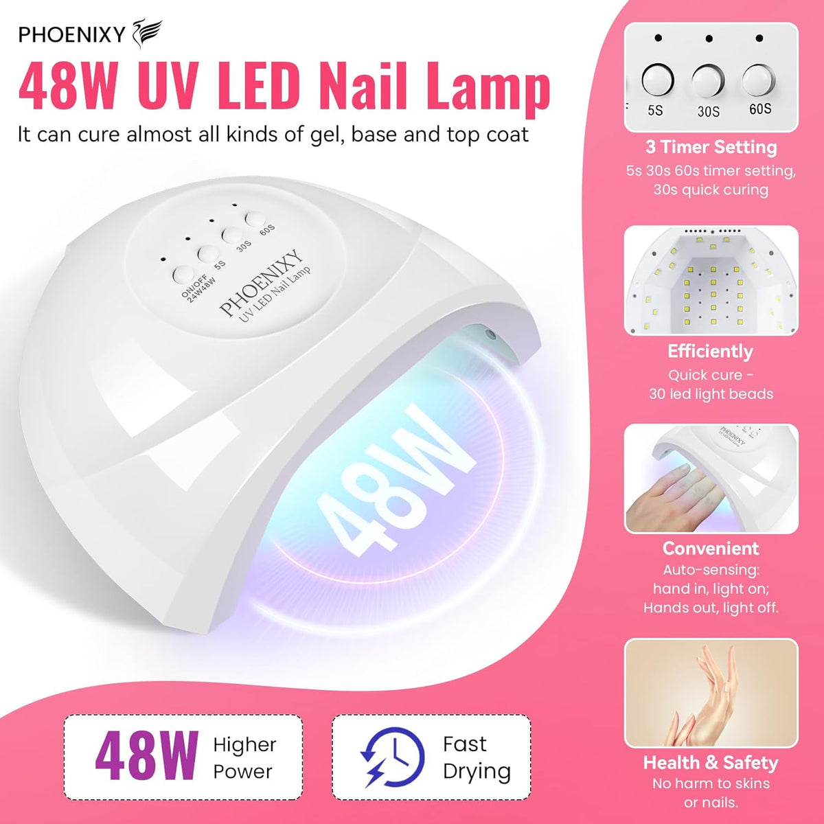 PHOENIXY 53 Pcs Gel Nail Polish Kit with U V light and Drill, 35 Colours Gel Polish with 5 Pcs Base Top Coat Manicure Starter Nail Polish Set Gifts for Women ST9014