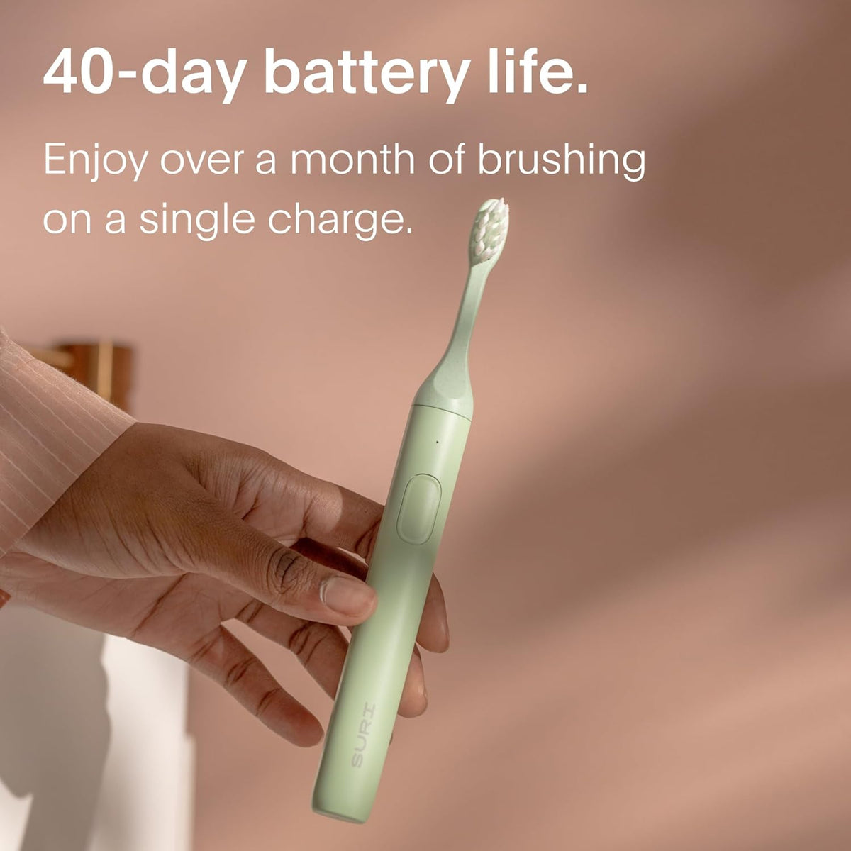 SURI 1.0 Sonic Electric Toothbrush with UV Cleaning Travel Case | 40+Day Battery | Designed in California | Electric Toothbrush for Adults | Travel Toothbrushes | Tooth Brush | Green