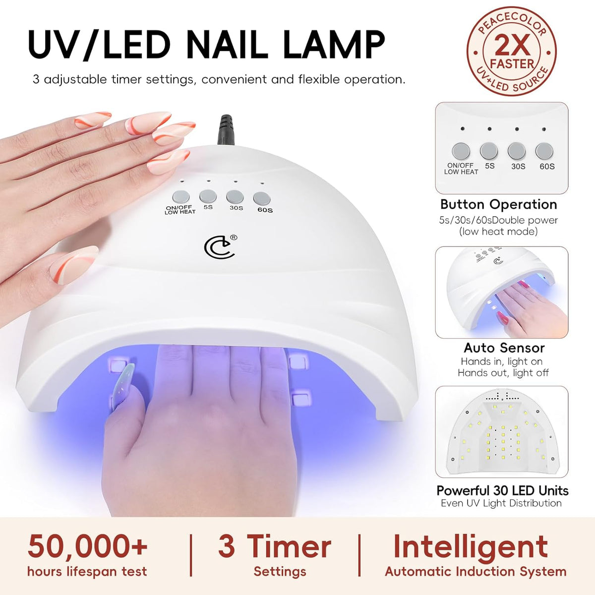 Peacecolor 59PCs Gel Nail Polish Kit with U V Light and Drill 35 Colors Gel Polish Kit with 5PC Matte/Glossy/Glitter Top Base Coat Nail Art Rhinestone Stickers Manicure Kit Gifts for Women