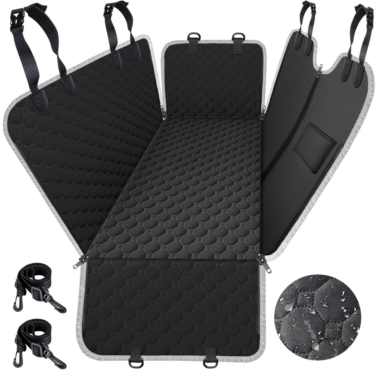Mancro Dog Car Seat Cover for Back Seat, 2025 Upgraded 600D Heavy Duty Waterproof & Scratch-Resistant Dog Hammock for Car, Back Seat Pet Cover for Dogs with Sedan, Trucks and SUVs, Standard, Black