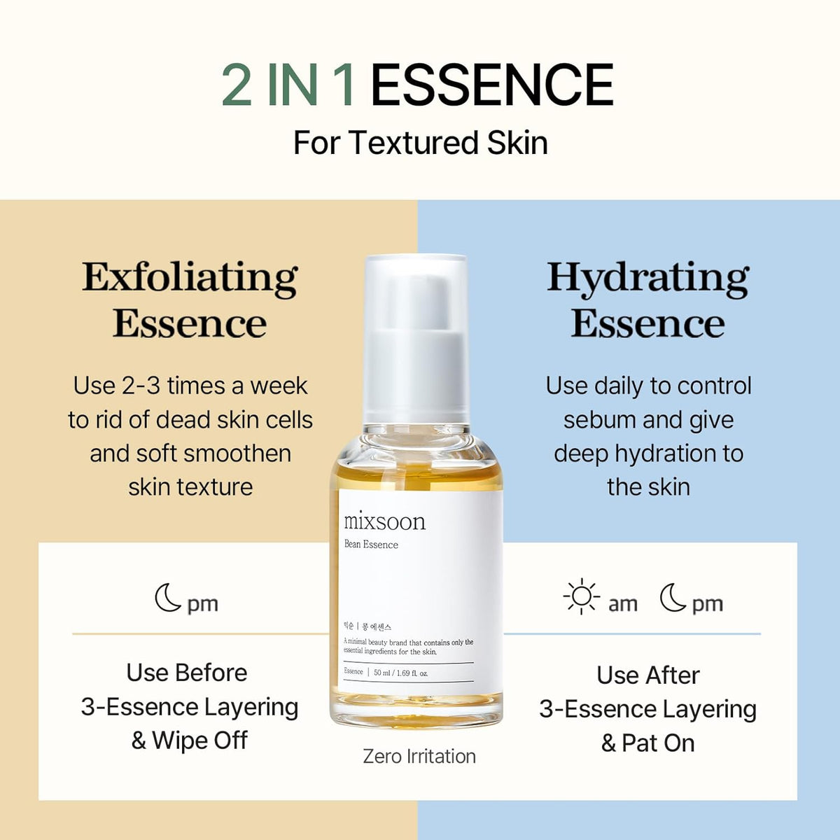 mixsoon Bean Essence 1.01 Fl.Oz. / 30ml (Pack of 1) Exfoliating Hydrating Korean Skin Care Hyaluronic Acid Serum Korean Glass Skin Care