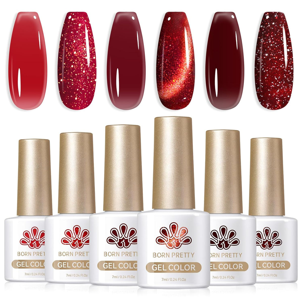 Born Pretty Jelly Burgundy Gel Nail Polish Halloween Ruby Blood Red Glitter Cat Magnetic Eye Gel Nail Polish Cherry Wine Red Gel Polish Collection Soak Off U v Led Gel Nail Kit Minicure DIY Gift 6PCS
