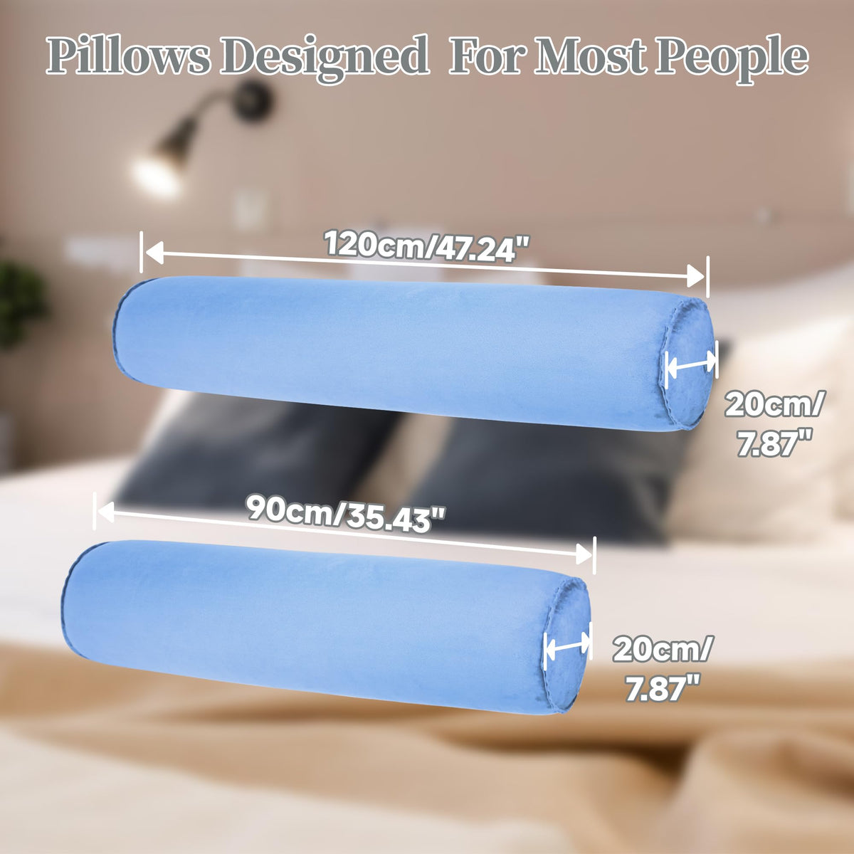 YEEKORO Inflatable Body Pillow for Adults Kids, 47 Inch Body Pillows for Side Sleeper, Travel Body Pillow for Bed, Bolster Pillow, Round Cervical Cylinder Pillow for Sleeping