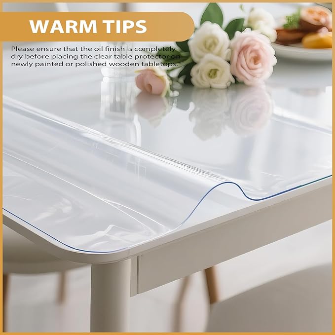 Clear Table Protector 40 x 60 Inch, 1.9mm Thick Waterproof PVC Plastic Table Cover, Durable Table Pad for Dining Room, Kitchen, Writing Desk, and Coffee Tables