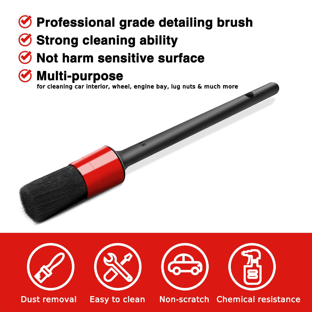 HMPLL 10pcs Auto Car Detailing Brush Set Car Interior Cleaning Kit Includes 5 Boar Hair Detail Brush,3 Wire Brush, 2 Air Vent Brush for Cleaning Car Interior Exterior, Dashboard Engines Leather Wheel